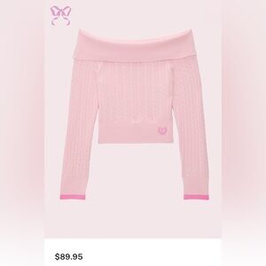 PINK X LoveShackFancy Off The Shoulder Sweater limited edition collaboration NWT